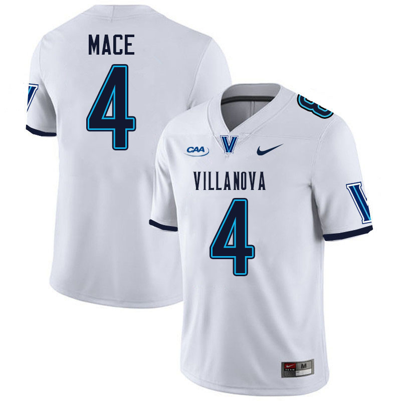 Villanova Wildcats #4 Ja'briel Mace College Football Jerseys Stitched-White Villanova Wildcats #4 Ja'briel Mace College Football Jerseys Stitched-White